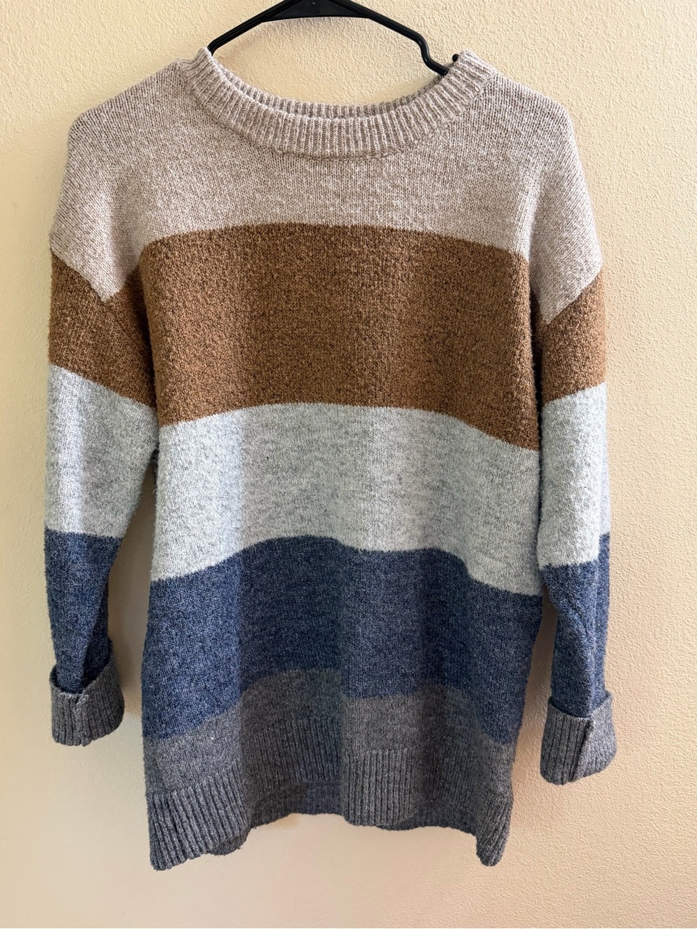 Women's BeCool Striped Crewneck Sweater - Cream, Brown & Blue